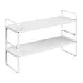 Expandable Cabinet Shelf Organizer Adjustable Metal Spice Rack Stackable Freestanding Counter Storage Shelves for Kitchen Cabinet Under Sink Office Desk (White - 2Pack - L16.5-27'' * W10.2'' * H9.6'') - color: White - 2Pack - L16.5-27'' * W10.2'' * H9.6''