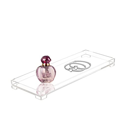 Vanity Bathroom Tray, Acrylic Rectangle Decorative Catchall Organizer Storage Tray - Clear - color: Clear, size: 11.2" x 4.1" x 1"