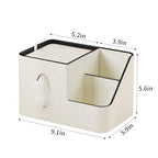 PU Leather Square Tissue Box Cover with Magnetic Closure, Tissue Holder with Storage Tray & Remote Control Organizer, for Nightstand, Living Room, Bathroom, Office Desk (White) - color: White