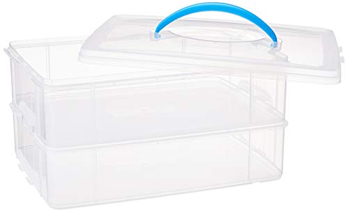 Snapware Snap 'N Stack Portable Storage Bin for Tools and Craft Storage, 14.1 x 10.5-Inch Clear BPA-Free Container, Tool Box with Stackable Trays, Microwave, Freezer and Dishwasher Safe - size: 14.1 x 10.5-Inch
