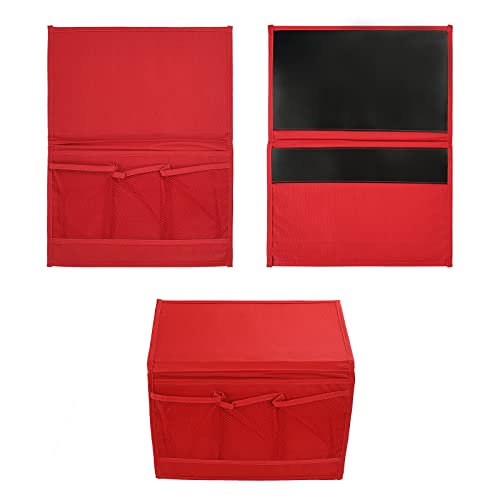 Surblue Bedside Caddy 4 Pockets Bedside Storage Organizer for TV Remote Control Phone Glasses Magazine (Red) - color: Red