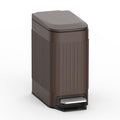 TrashAid Slim Bathroom Trash Can with Lid Soft Close, 6 Liter/1.6 Gallon Stainless Steel Small Garbage Can with Removable Inner Bucket, Step Pedal, Slim Wastebasket for Toilet, Office, Bedroom, Brown - color: Brown
