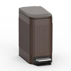 TrashAid Slim Bathroom Trash Can with Lid Soft Close, 6 Liter/1.6 Gallon Stainless Steel Small Garbage Can with Removable Inner Bucket, Step Pedal, Slim Wastebasket for Toilet, Office, Bedroom, Brown - color: Brown