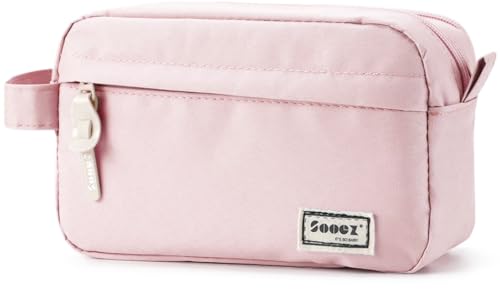 Sooez Original High Capacity Pencil Case, Big Pencil Bag Pouch Box Organizer Pen Case, Aesthetic Supply for Girls Adults, Portable Journaling Supplies with Easy Grip Handle & Loop, Pink - color: Light Pink