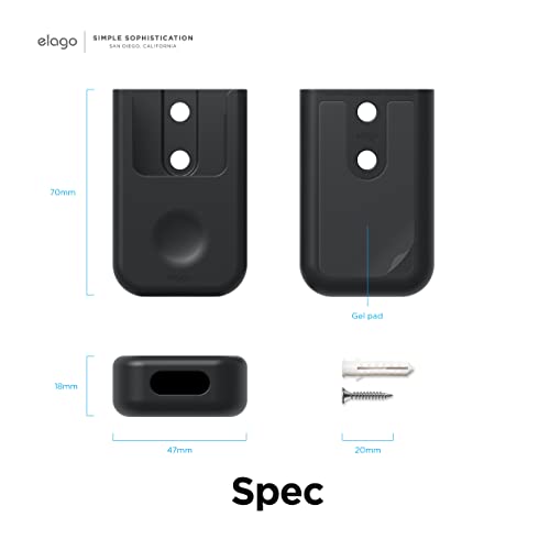 elago Universal Remote Holder Mount Compatible with Apple TV Remote and All Other Remote Controls - Adhesive Tape or Screw Mounting Options, Available Wired Charging [Small] [3rd & 2nd Gen] [Black] - color: Black, size: Small - 2&3 Gen
