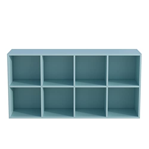 OSCHF 8-Cube Storage Shelf Bookcase - Wooden 4-Tier Floor Standing Open Bookshelf, Modern TV Stand up to 55 Inchs for Home and Office, Light Blue - color: Light Blue, size: 8-Cube