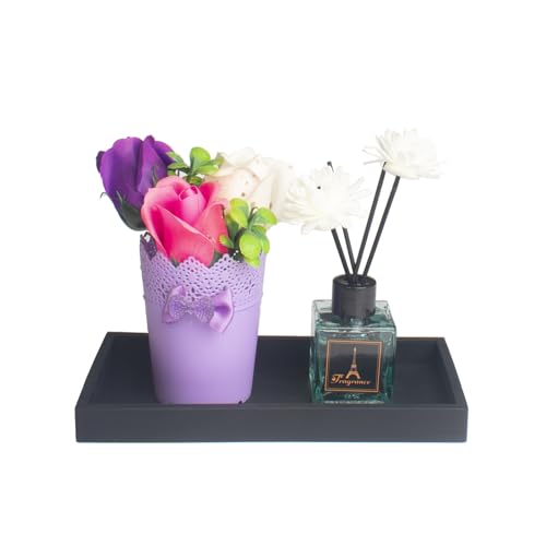 DNC 7.9" Small Silicone Bathroom Counter Tray, Vanity Tray, Kitchen Sink Soap Tray for Dish Holder Dispenser Countertop Toilet Tank Desk Organizer Black - color: Black, size: 7.9" x 3.9" x 0.7"