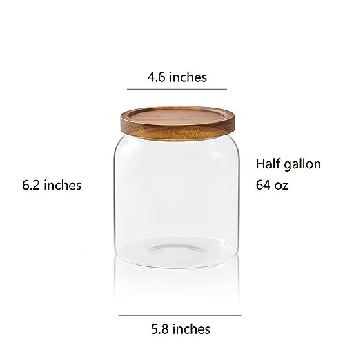 Sweejar Glass Jars for Laundry Room Organization, Half-Gallon Laundry Pods Container, Glass Food Storage Jars with Airtight Lid, 2 Pack, Press Lid