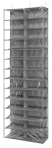 Whitmor Over The Door Shoe Shelves - 26 Sections - Crosshatch Gray - size: 26 Pocket Crosshatch Gray