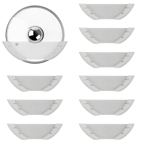 Universal Pot Lid Organizer for Cabinet, 10 Pcs Pan Lids Organizers Inside Cabinet Door Wall Mount Pots Top Storage Rack Holder for Kitchen, Fits 6" to 13.5" (10pcs white) - color: 10pcs white