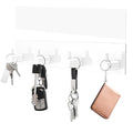 VIS'V Key Holder Wall Mount, Large Metal Self Adhesive Key Hanger with 4 Hooks, No Drilling, Extra Adhesive Strip, White - color: White