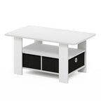 Furinno Andrey Coffee Table, Small Modern Coffee Table with Storage and Bin Drawer, Side Table for Living Room, Bedroom, Home Office, White - color: White/Black, style: 2 Bin
