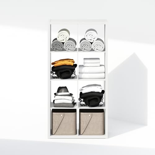 Furinno Cubic Closet Organizers and Storage, 8-Cube Closet Organizer, Open Shelf Closet Storage, Extra Thick Frame for Wardrobe, Bedroom, Living Room, White - color: White, size: 8-Cube