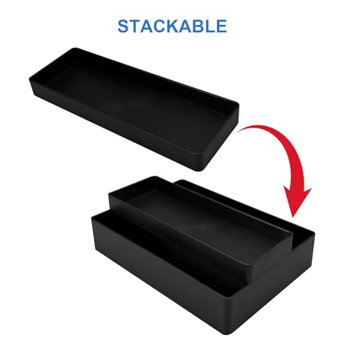 Amazon Basics Rectangular Plastic Desk Organizer, Half Accessory Tray for Office Supplies and Workspace Organization, 9.4" x 3.3" x 1", Black (Pack of 2) - color: Black, size: 9.4" X 3.3" X 1" (Pack of 2)