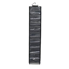 Household Essentials 20-Pocket Closet Shoe File, Durable Polyester Linen Plastic, Holds 10 Pairs of Shoes, Individual Storage, Single Hook System, Black - color: Black