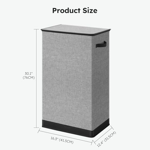 SOLEDI Laundry Hamper with Lid 100L Large & Tall Collapsible Laundry Basket, Clothes Hamper with Bag Removable Easy to Carry, Dirty Hampers for Bedroom, Bathroom, Dorm, College, Grey - color: Grey, size: 100L