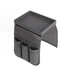 Couch Caddy, Armchair caddy with Detachable Tray, Non-Slip PU Leather Remote Control Holder for Recliner with 5 Pockets (Light Grey) - color: Light Grey