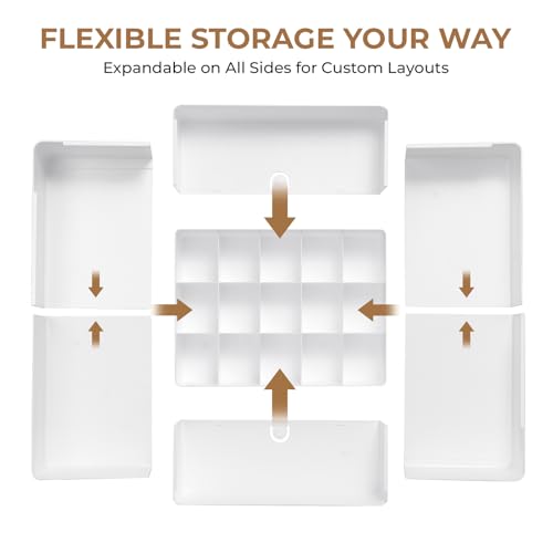 Adjustable Drawer Organizer – 19-Grid Divider for Socks, Bras & Panties, Closet Storage Box for Underwear & Dresser Drawers (15+4) - style: 15+4
