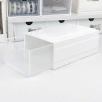 Feadily（4 Pack Plastic Desktop Storage Box with Clear Drawers, Can Be Freely Spliced and Combined, Small Parts Organizer, White