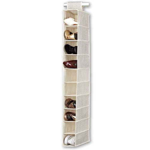 BINO 10-Shelf Shoe Closet Organizer - Beige | Closet Hanging Organizer | Hanging Shoe Rack Storage & Organizer for Bedroom | Hanging Shelves | Portable Closets for Hanging Shoes | Room Essentials - size: 10 - Shelf