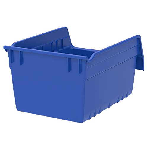 Akro-Mils 30080 ShelfMax Plastic Nesting Shelf Bin Box, 12-Inch L by 8-Inch W by 6-Inch H, Blue, Case of 8 - color: Blue