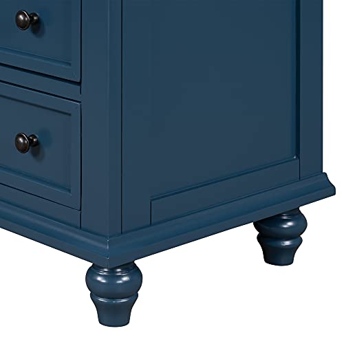 Modern Storage Wood Cabinet with 3-Drawer, Sofa Table Console Table End Table with Pull Out Tray, Accent Table Furniture for Entryway Living Room Bedroom, Fully Assembly Bedside Table (Blue) - color: Blue