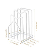 SUNFICON Cutting Board Rack Chopping Board Organizer Pot Pan Lids Holder Thin Bakeware Baking Tray Drying Display Stand Kitchen Countertop Cupboards Cabinet Office Sturdy Metal 4.92x5.7x8.47 in.White - color: 1 Pack White