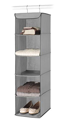 Whitmor 5 Section Closet Organizer - Hanging Shelves with Sturdy Metal Frame - color: Grey, size: 5 Section