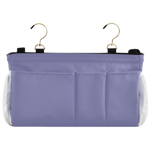 Purple Bedside Caddy Storage Bag Bedside Organizer for College Dorm Top Bunk Bed Hanging Storage Organizer 6 Pockets with Hooks for Book Glasses Phone Holder - color: Purple