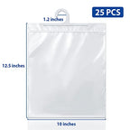 Hanging Storage Bags 24 Pack, Large Hook 10 x 12.5-inch Clear Plastic Bags for Classroom, Library and Pharmacy Use