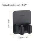 uxcell 2pcs Mop Broom Holder Wall Mount, 304 Stainless Steel Mop Holder Self Adhesive Broom Hanger with Screws, Suitable for Bathroom, Laundry Room, Black - color: Black