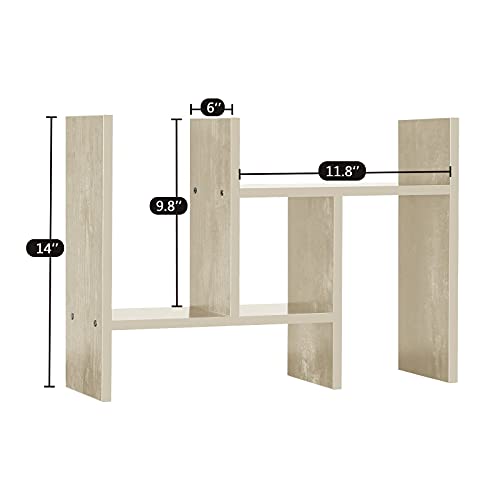 J.M.Deco Desktop Organizers and Storage for Office, Adjustable Desk Organizer Shelf Double H Display, True Natural Stand Shelves, Desktop Organizer White Wood Tone - color: White Wood Tone