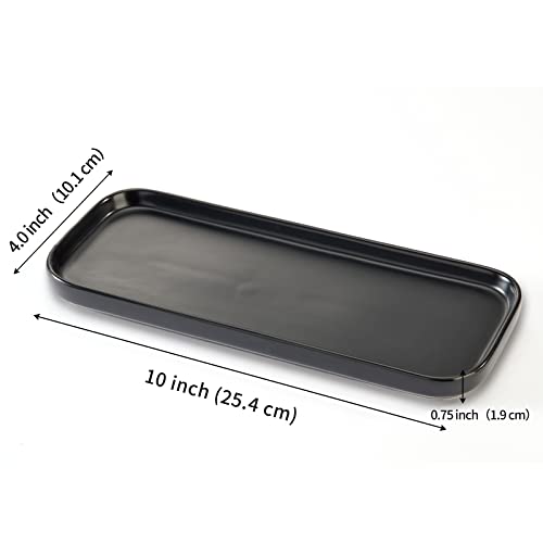 Ceramic Bathroom Tray,Kitchen Sink Organizer Tray,Cosmetics Holder (Black) - color: Black