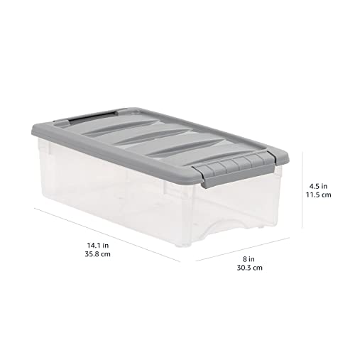 Amazon Basics Plastic Storage Containers with Secure Latching Lids, Stackable Organization Bins for Organizing, Clear/Grey, 5 Quart, Set of 10 - size: 5 Qt. - 10 Pack