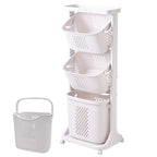 Japard 83 Litres Rolling Laundry Hamper Ultra Slim, Vertical 3 Sorter Cart with Wheels and Breaks, 3-tier Baskets Detachable for Dorm, Closet, Easy Assembly White Gray - size: 3 Tier