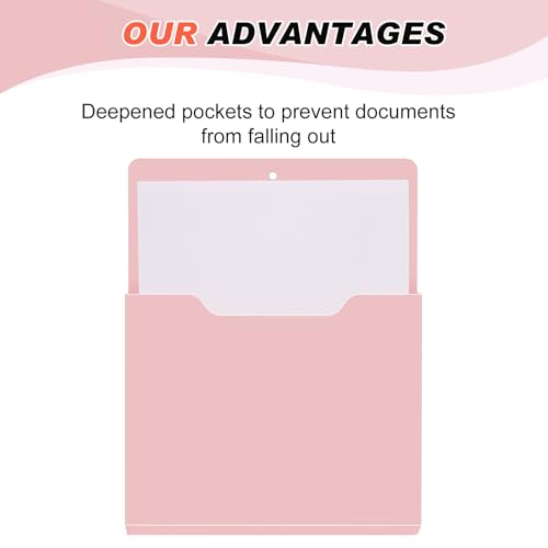Fuutreo 6 Pcs Magnetic Wall File Organizer Magnetic Wall File Holder Refrigerator Magazine Holder for Mail Letters Paper(Rose Pink,Vertical-large) - color: Rose Pink, size: Vertical-Large