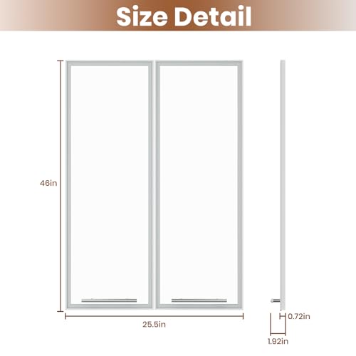 ROOMTEC Modular Closet Glass Door Pair Set, Shaker-Style Frame Add-On for Medium Hanging, Short Tower & Shoe Shelf Units, Tempered Glass, 35.83" H × 25.5" W - size: Framed Glass Door – 25.5"W x 35.83"H
