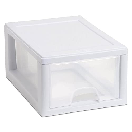 Sterilite 24-Pack 6 Quart Stacking Drawer, Clear Storage Closet Organizer, White Frame - Stackable Modular Plastic Drawers for Clothes, Accessories, Craft Supplies, Shoes or Linens - size: 6 Quart, style: 24 Pack