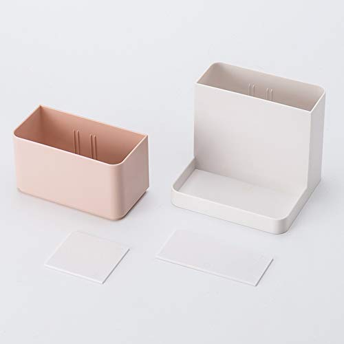 Poeland Desktop Storage Organizer Pencil Card Holder Box, Holders for Desk Accessories, Container for Desk, Office Supplies, Vanity Table - color: White+Pink