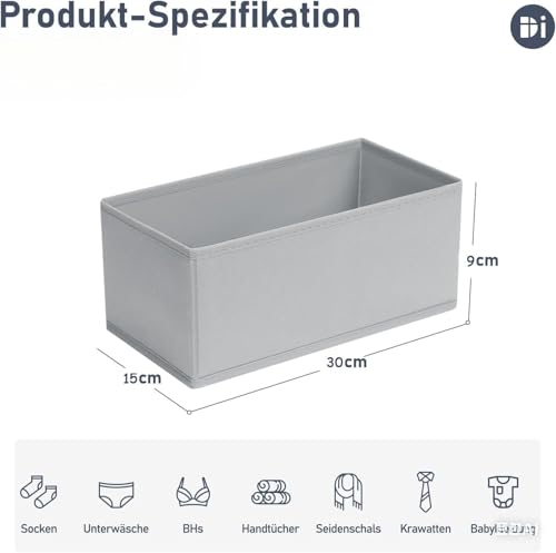 DIMJ Drawer Organizer Clothes - Underwear Organizer Small Sock Organizer Closet Organizers and Storage Box Dresser Drawer Dividers for Baby Clothes,Bra,Socks, Belt, Tie, Set of 12, Grey - color: Grey, size: Set of 12