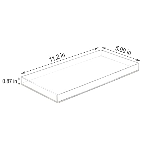 Bigfety Acrylic BathroomTray for Counter, Handmade Clear Trays Sturdy Organizer for Cup, Sponge, Soap, Plant (Large, Clear) - size: 11.2" x 5.9" x 0.9"