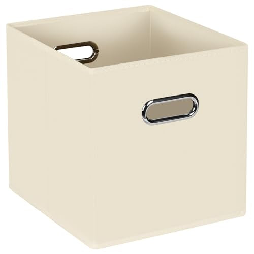 STOREONE Fabric Storage Bins Cubes Baskets Containers-(11X11X11) with Dual Handles for Shelf Closet, Nursery Home ， Bedroom Organizers, Foldable Set of 1 (Creamy- White ) - color: Creamy-White, size: 1 pack