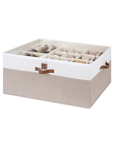 StorageWorks Shoe Organizer for Closet, Fits up to 24 Pairs, Shoe Cubby Storage Containers with Adjustable Dividers and Clear Cover, Brown & White - color: Brown & White, size: Large