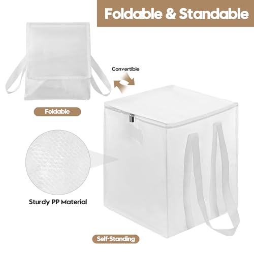 Beveetio 2-Pack Large Clothes Hanger Organizer Bag with Lid & Handles, Dustproof Hanger Storage with 2 Compartments, Space Saving for Closet & Laundry Room