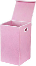Simple Houseware Foldable Laundry Hamper Basket with Lid, Pink - color: Pink