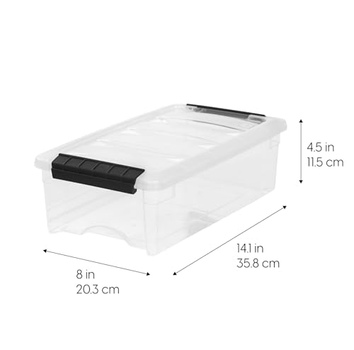 IRIS USA 6-Pack Storage Bins with Lids, 6 Quart, Made in USA Stackable See-Through Organizing Solution Latches Durable Nestable Containers Secure Pull Handle, BPA-Free Plastic - color: Clear, size: 6 Qt, style: 6 Pack