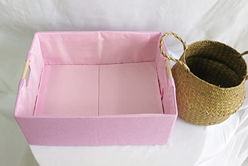 Storage Bin for Shelves Rectangle Closet Baskets Foldable Box with Handles Pink Shelf Baskets Toy Boxes for Home Office Car Dormroom - color: Pink-2pack