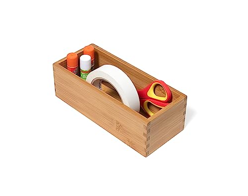 Lipper International Bamboo Wood Utensil Holder Storage Box for Cooking Tools, Makeup, or Office Supplies, 4" x 9 1/4" x 3" | (Pack of 6) - size: 4" x 9 1/4" x 3" (Pack of 6)