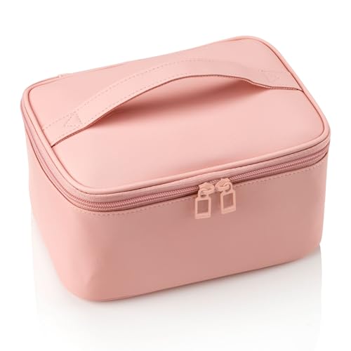 OCHEAL Pink Makeup Bag,Travel Makeup Organizer Bag, Large Capacity Cosmetic Bags For Women Large Travel Toiletry Bag Girls Traveling With Brush Slot And Divider - color: 0021_Pink, size: Medium