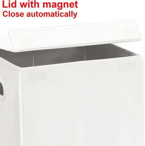 Simple Houseware Foldable Laundry Hamper Basket with Lid, White - color: White